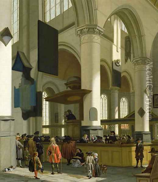 Interior of the Oude Kerk, Delft, with a preacher Oil Painting - A. & Streeck, H. van Storck