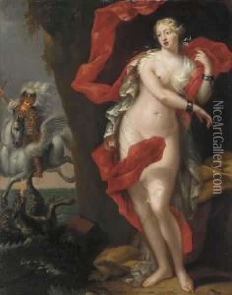 Perseus And Andromeda Oil Painting - David Klocker Von Ehrenstrahl
