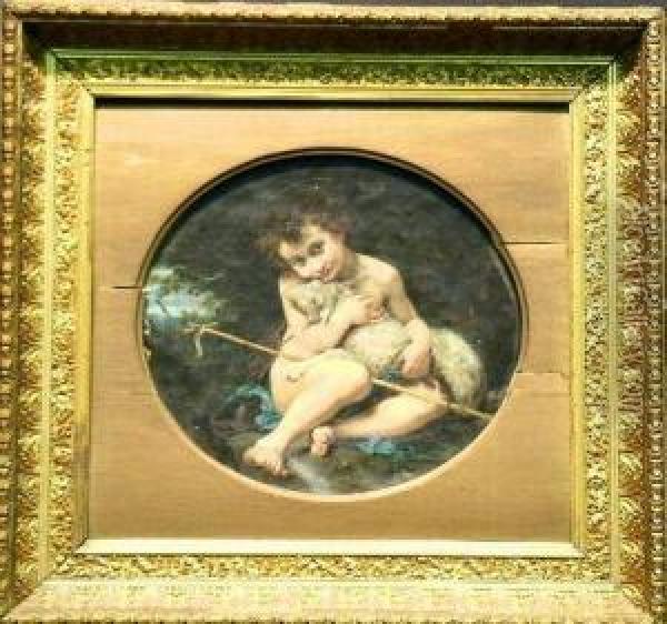 Young John The Baptist With Lambs Oil Painting - Andrea Del Sarto