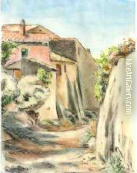 Le Mas En Provence Oil Painting - Alcide Le Beau