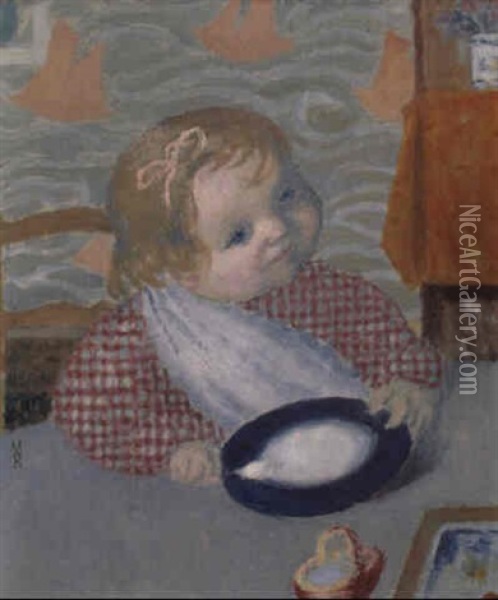 Bernadette A L'assiette Bleue Oil Painting - Maurice Denis