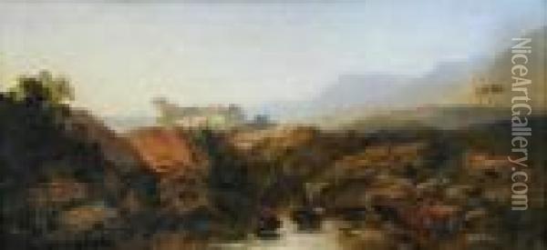 View In The Highlands Oil Painting - Edmund John Niemann, Snr.