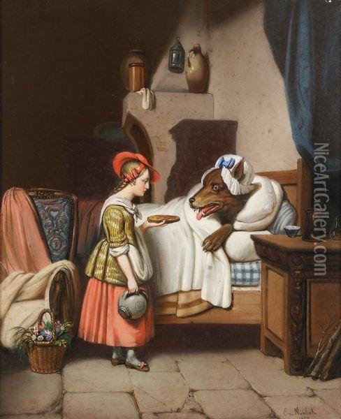 Le Petit Chaperon Rouge Oil Painting - Edouard De Mirbeck