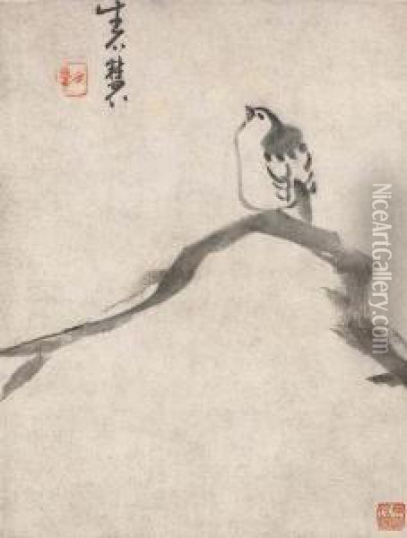 Bird On A Tree Branch Oil Painting - Niu Shihui