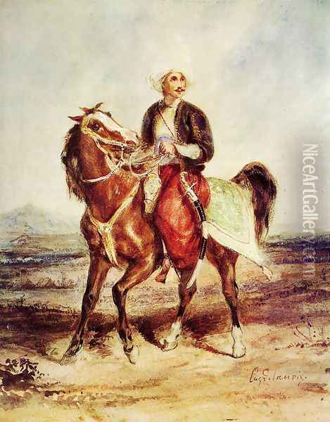 Turkish Horseman Oil Painting - Eugene Delacroix