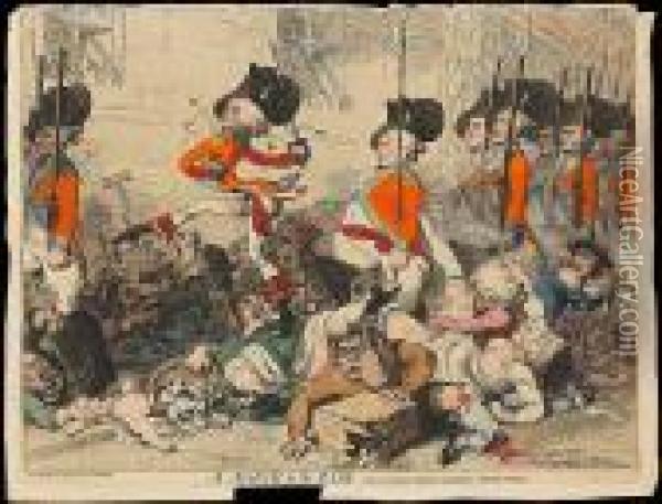 A March To The Bank Vide. Oil Painting - James Gillray