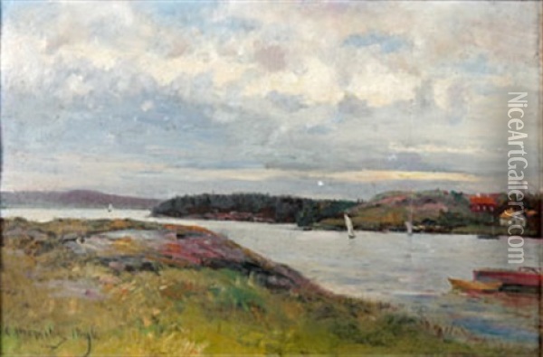 Skargardsvy Oil Painting - Olof Hermelin