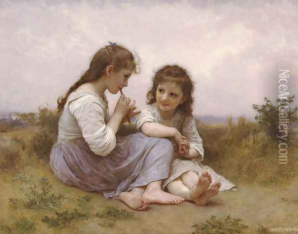A Childhood Idyll Oil Painting - William-Adolphe Bouguereau