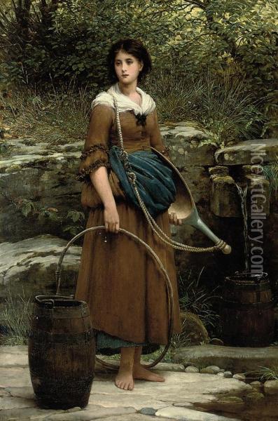 The Nut Brown Maid Oil Painting - George Dunlop, R.A., Leslie