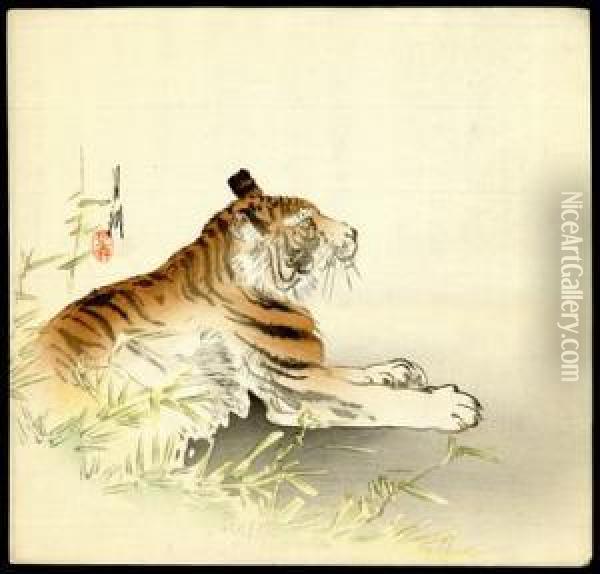 Tiger Oil Painting - Ogata Gekko