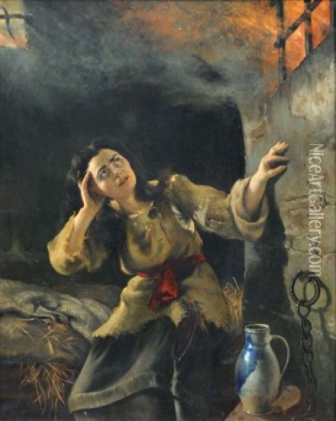 Bedrohliche Flammen Oil Painting - Otto Goldmann