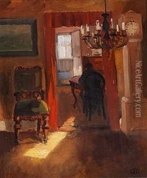 Skageninterior Med En Solstribe Pa Gulvet Oil Painting - Anna Kirstine Ancher