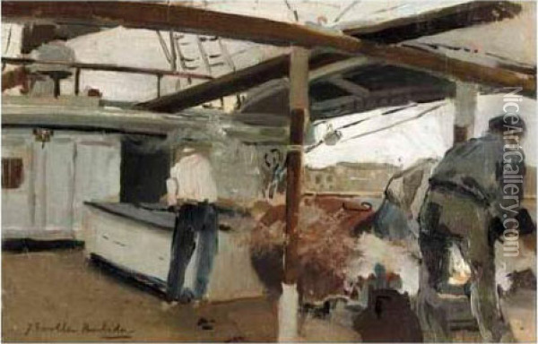 A Bordo Del Falucho (on The Deck) Oil Painting - Joaquin Sorolla Y Bastida