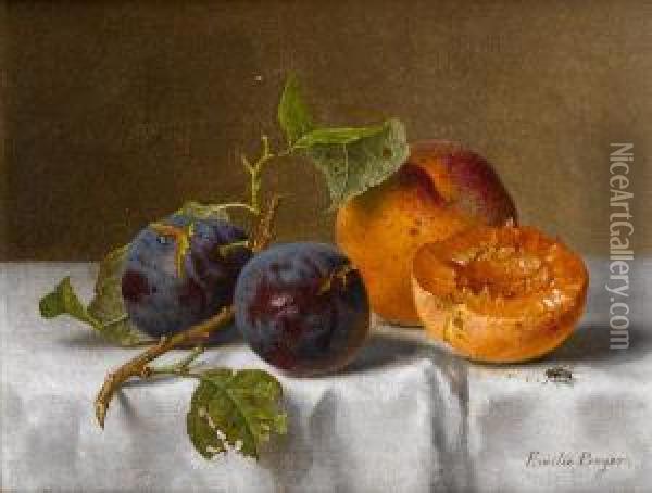 Plums And Apricots Oil Painting - Emilie Preyer