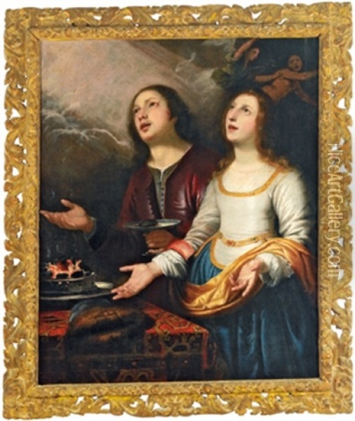 Una Coppia Che Chiede La Benedizione Divina Oil Painting - Orazio Ferraro