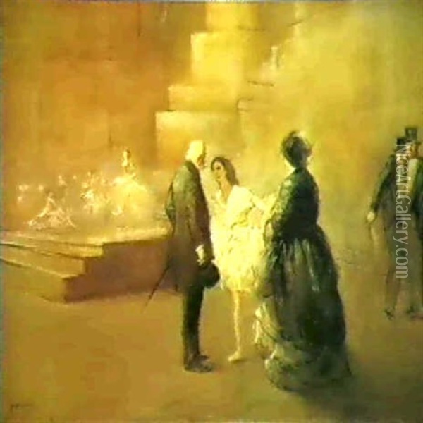 Wahrend Der Tanzstunde Oil Painting - Jean-Louis Forain