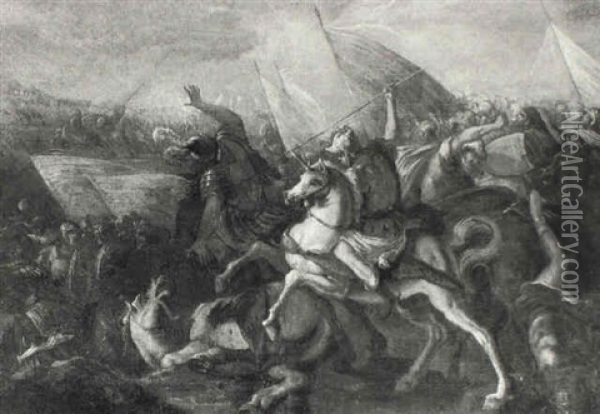 Cavalry Skirmish Oil Painting - Pietro da Cortona