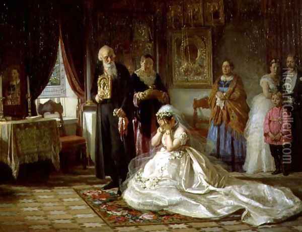 Before the Wedding, 1874 Oil Painting - Firs Sergeevich Zhuravlev