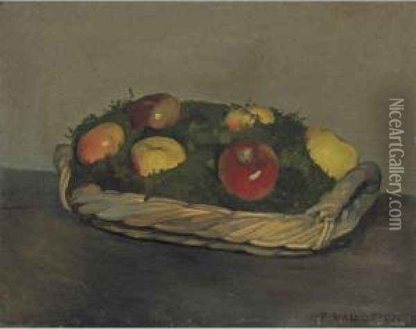 Basket With Red And Yellow Apples Oil Painting - Felix Edouard Vallotton
