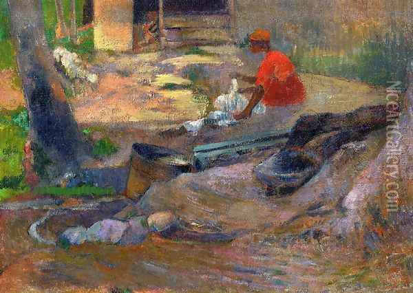 A Little Washerwoman Oil Painting - Paul Gauguin