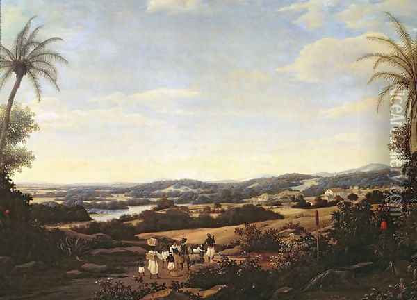 Brazilian Landscape with a Plantation Oil Painting - Frans Jansz. Post