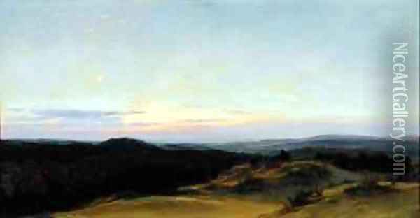 Sunset over a Landscape Oil Painting - Henry William Banks Davis