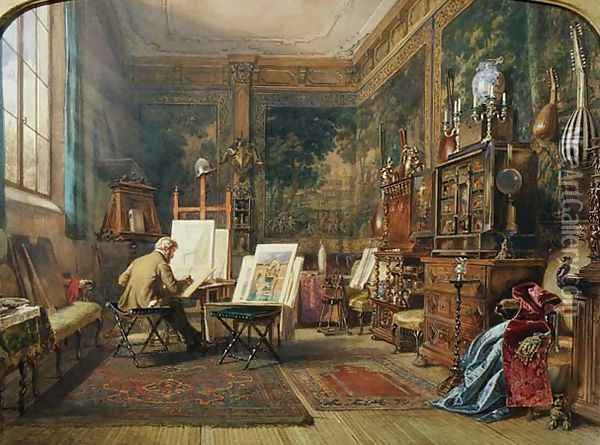 The Artist's Studio, Venice, 1855 Oil Painting - Carl Friedrich H. Werner