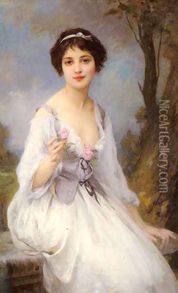 The Pink Rose Oil Painting - Lenoir Charles Amable