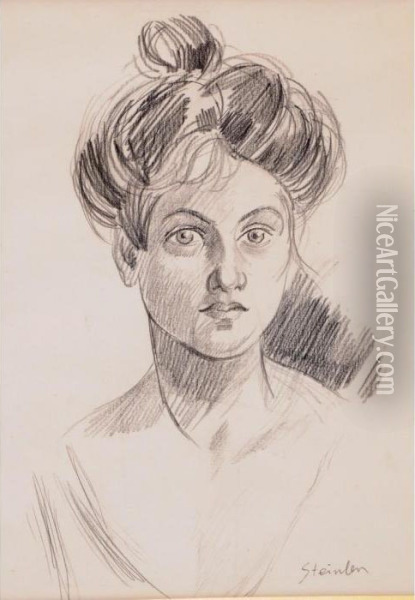  Portrait De Femme En Buste  Oil Painting - Theophile Alexandre Steinlen