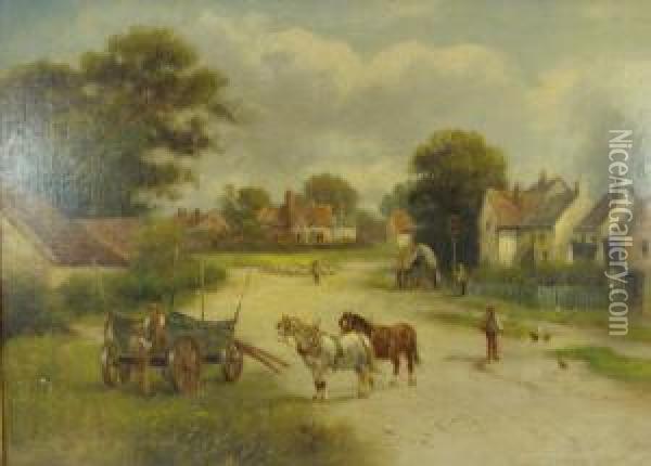 Rural English Village Oil Painting - Leopold Rivers