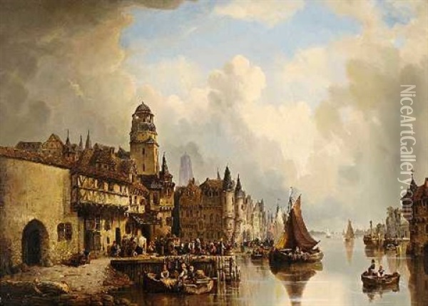 Ansicht Von Danzig Oil Painting - Reinhold Grohmann