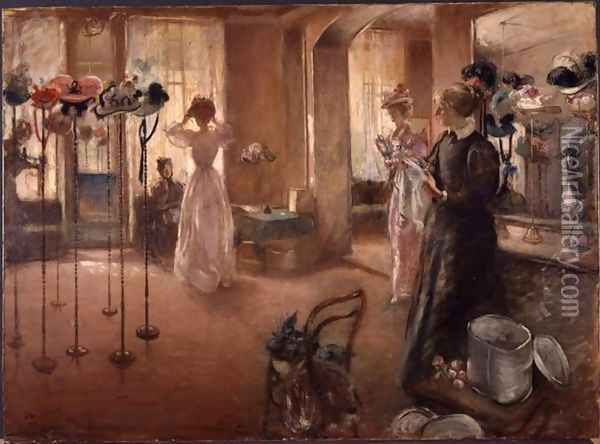 The Hat Shop (1892) Oil Painting - Henry Tonks
