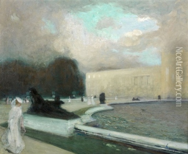 Promenade Au Bord Du Parterre D'eau A Versailles Oil Painting - Lucien Victor Guirand De Scevola