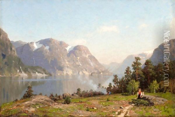 A Norwegian Fjord 4 Oil Painting - Adelsteen Normann