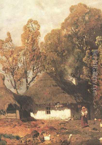 Farmstead detail 1879 Oil Painting - Geza Meszoly