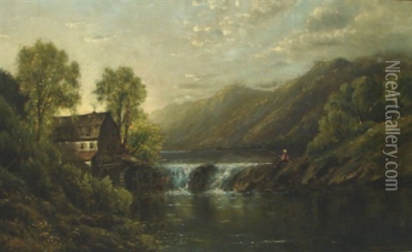 Old Mill Oil Painting - Edmund Darch Lewis