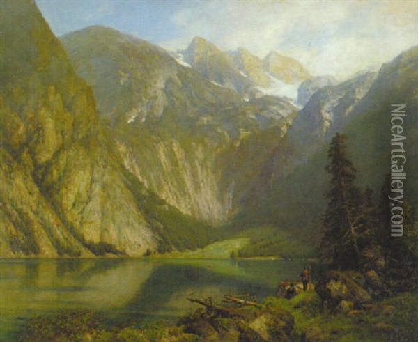 Der Obersee Bei Berchtesgaden Oil Painting - Hellmuth Raetzer