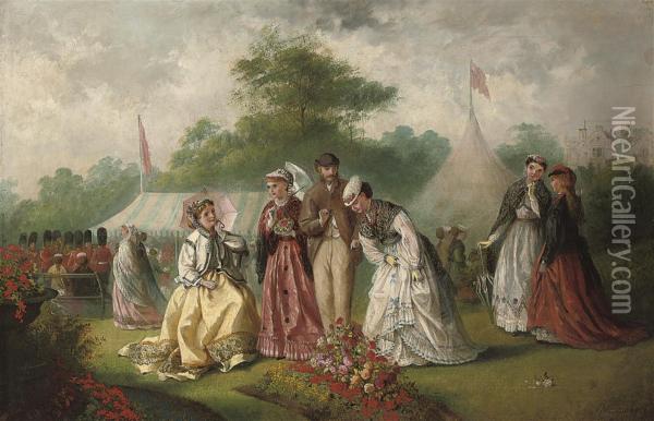 A Garden Party Oil Painting - Jane Maria Bowkett
