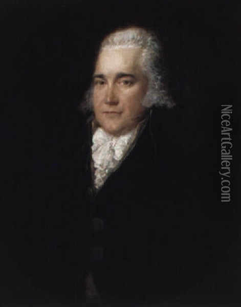Portrait Of A Gentleman, Half-length, In Black Coat Oil Painting - Gainsborough Dupont