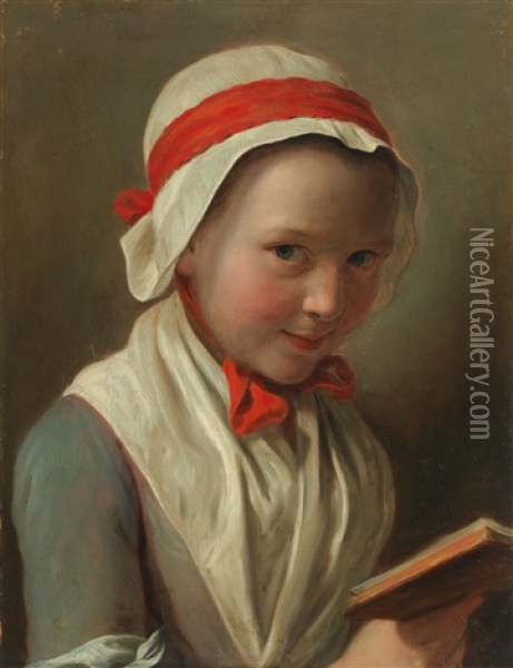 Portrait Of A Young Woman With A Book Oil Painting - Pietro Antonio Rotari
