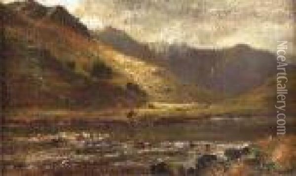 Fishing, Glen Shiel, Ross-shire Oil Painting - Louis Bosworth Hurt