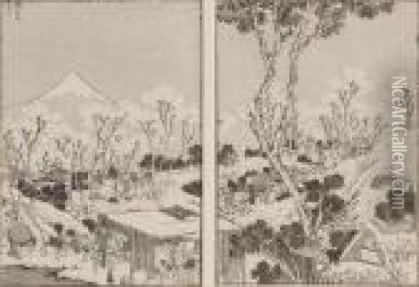 One Hundred Views Of Mount Fuji Oil Painting - Katsushika Hokusai