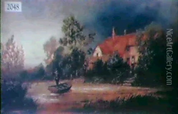 Cottage By The River Oil Painting - Charles Marshall