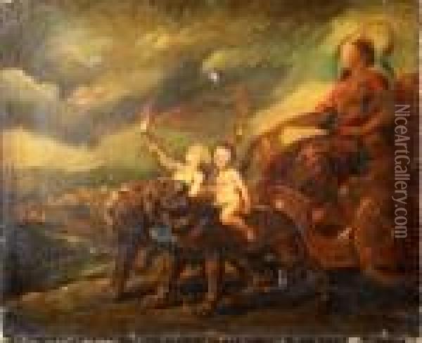 Il Carro Di Minerva Trainato Da Leoni Con Putti A Cavalcioni Oil Painting - Peter Paul Rubens