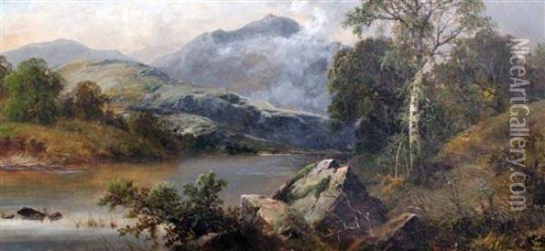 River Landscape Oil Painting - Thomas Stanley Barber