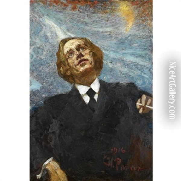 Poet Futurist Oil Painting - Ilya Repin