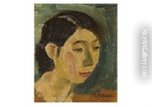 Ms. Mori Ritsuko Oil Painting - Fujishima Takeji