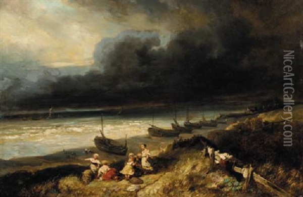 L'approche De L'orage Oil Painting - Louis-Gabriel-Eugene Isabey
