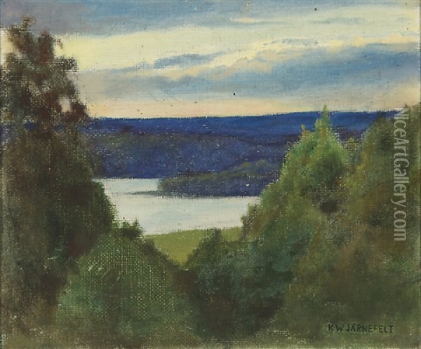 Lake Scene Oil Painting - Kasper Jaernefelt