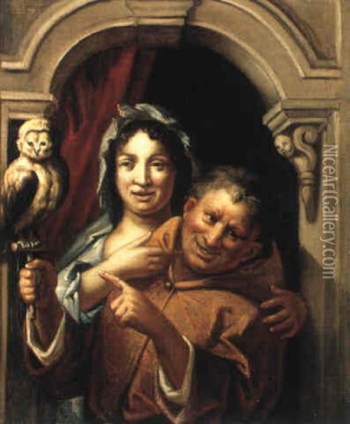 Il Buffone, La Donna E Il Gufo Oil Painting - Jacob Jordaens